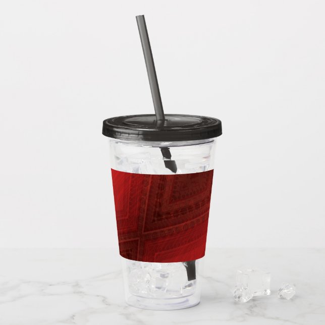 Vaso Acrílico Aceptación | Patrón de Boho Ecléctico Rojo (Anverso (hielo))