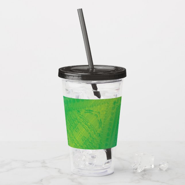 Vaso Acrílico Aceptación | Patrón de Shibori azul verde amarillo (Anverso (hielo))