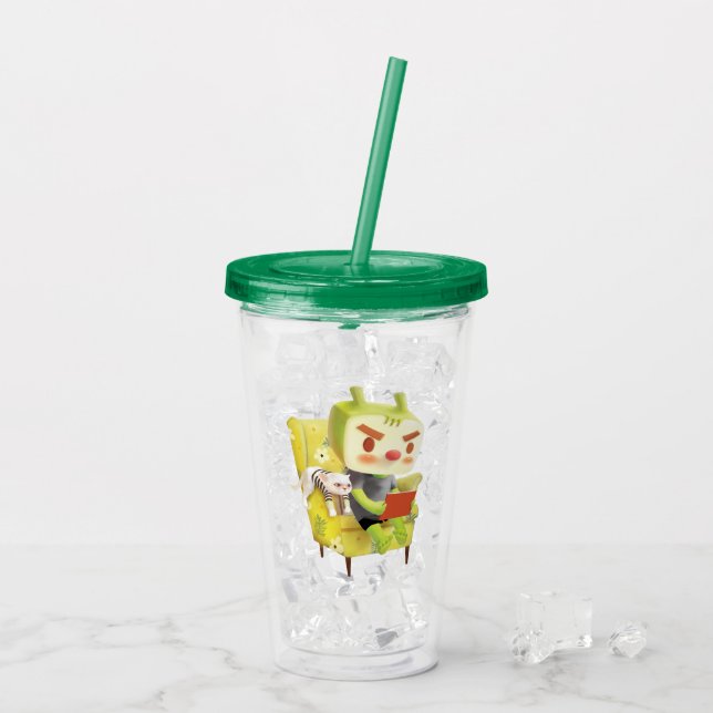 Vaso Acrílico Acogedor tiempo de lectura con Mascota (Reverso (hielo))