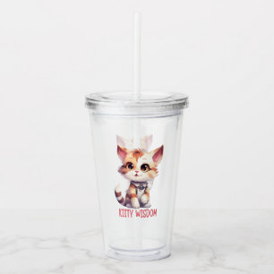 Vaso Acrílico Actitud de gato despreocupada - Diseño felino lúdi