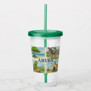 Vaso Acrílico Acuarela multivista de Aruba