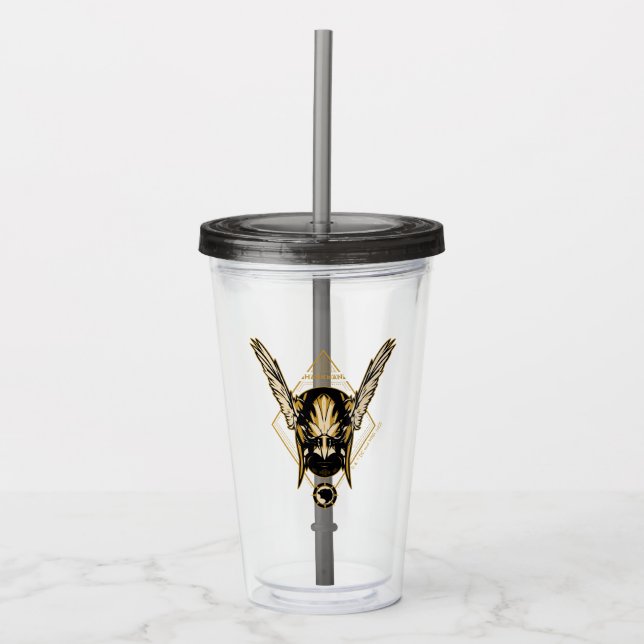 Vaso Acrílico Adam negro | Gráfico de cascos de Hawkman (Anverso)