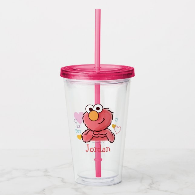 Vaso Acrílico Adorable Elmo | Añadir su propio nombre (Anverso)
