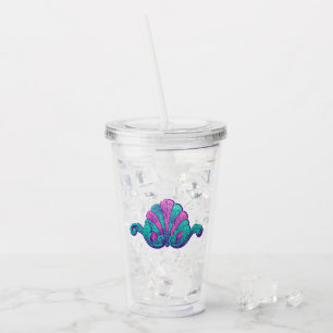 Vaso Acrílico Adorno de tesoro de sirena verde azulado y púrpura
