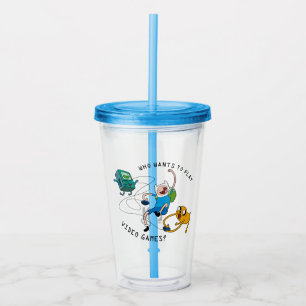 Vaso Acrílico Adventure Time Finn & Jake Play With BMO