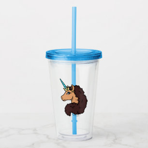 Vaso Acrílico Afro Unicornio Divino