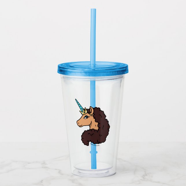 Vaso Acrílico Afro Unicornio | Divino (Anverso)