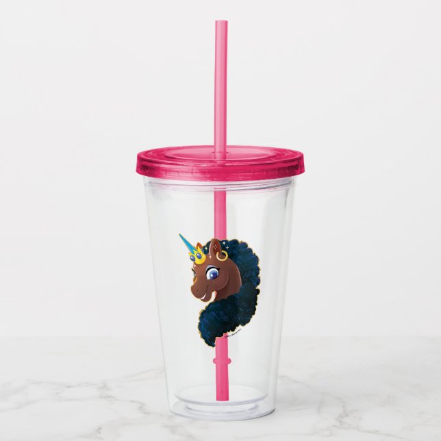 Vaso Acrílico Afro Unicornio | Magico (Anverso)