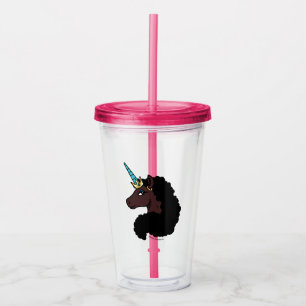 Vaso Acrílico Afro Unicornio   Magico