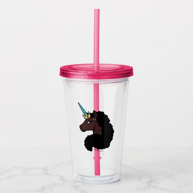 Vaso Acrílico Afro Unicornio | Magico (Anverso)