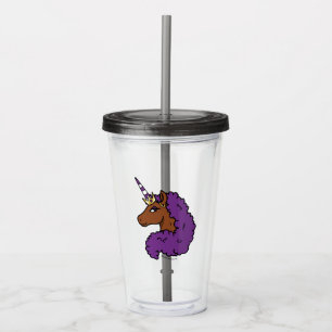 Vaso Acrílico Afro Unicornio púrpura