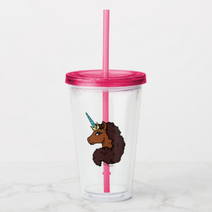 Vaso Acrílico Afro Unicornio   Único