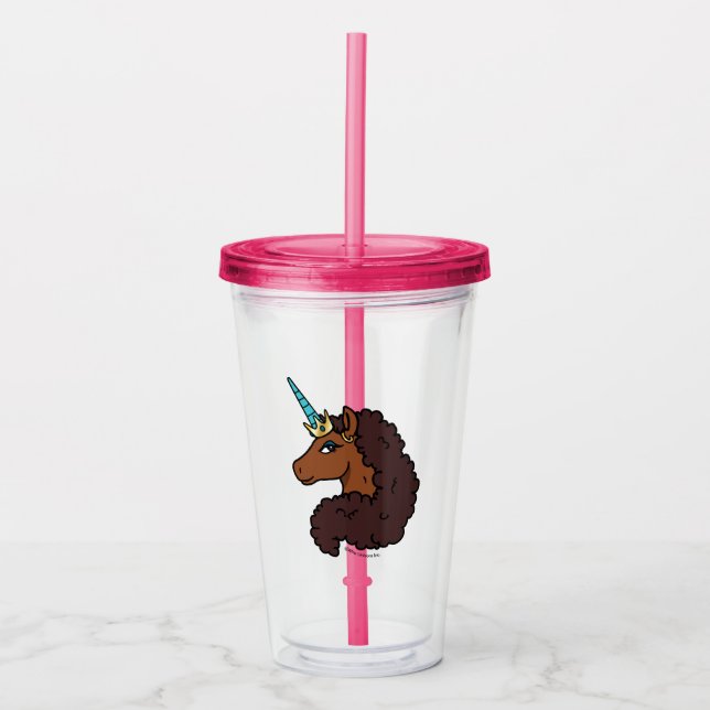 Vaso Acrílico Afro Unicornio | Único (Anverso)