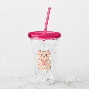 Vaso Acrílico Agradable Oso El día de San Valentín Con Corazón R