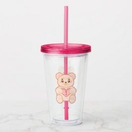 Vaso Acrílico Agradable Oso El día de San Valentín Con Corazón R