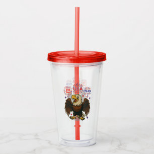 Vaso Acrílico Águila calva con fuegos artificiales - Estados Uni