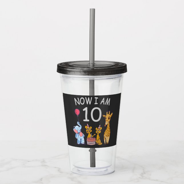 Vaso Acrílico Ahora tengo 10 años y 10 años en el zoológico (Anverso)