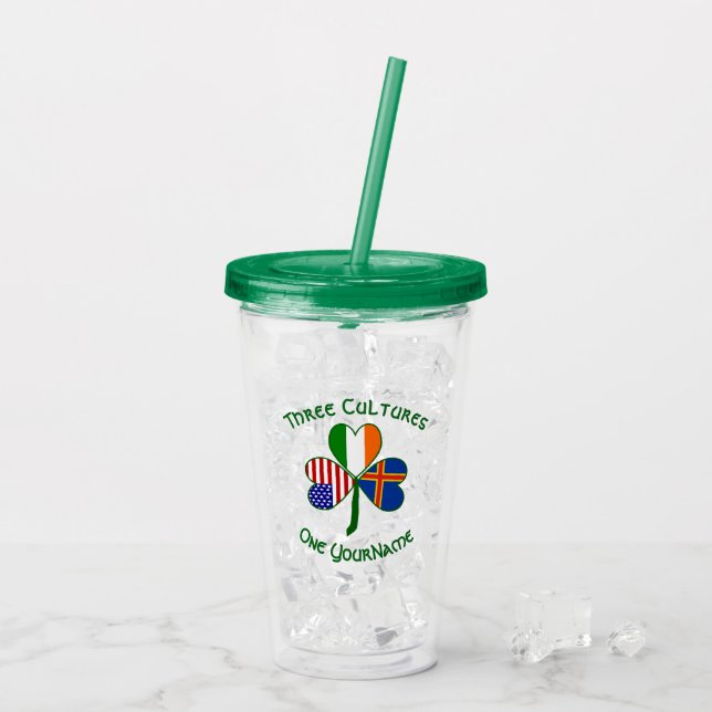 Vaso Acrílico Ålander Bandera Shamrock americana irlandesa perso (Reverso (hielo))