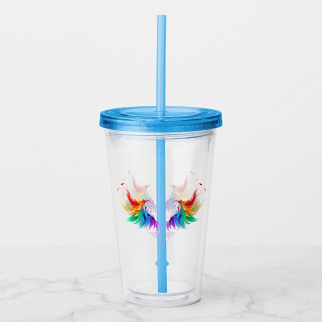 Vaso Acrílico Alas del arco iris fluidas (Anverso)