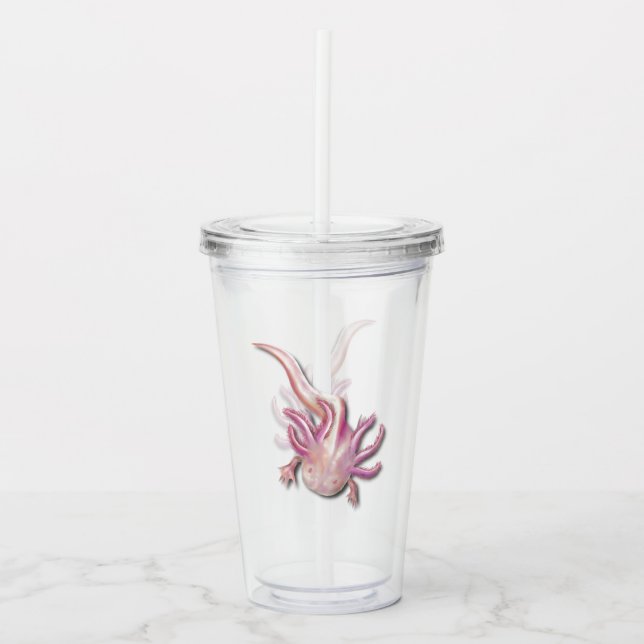 Vaso Acrílico Albino Axolotl "Walking Fish" Art (Anverso)