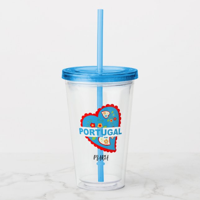 Vaso Acrílico Alegre corazón portugués (Anverso)