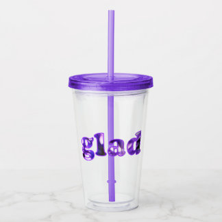 Vaso Acrílico Alegre deletreado con flores púrpura