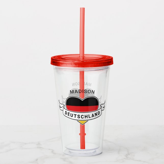 Vaso Acrílico Alemán Amor nombre personalizado tumblers (Anverso)
