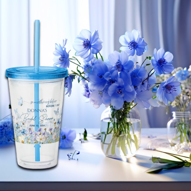 Vaso Acrílico Algo Azul antes de 'Yo acepto' Té de Boda Floral (Subido por el creador)