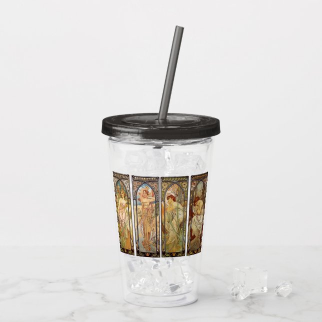 Vaso Acrílico Alphonse Mucha, los tiempos del día (Reverso (hielo))