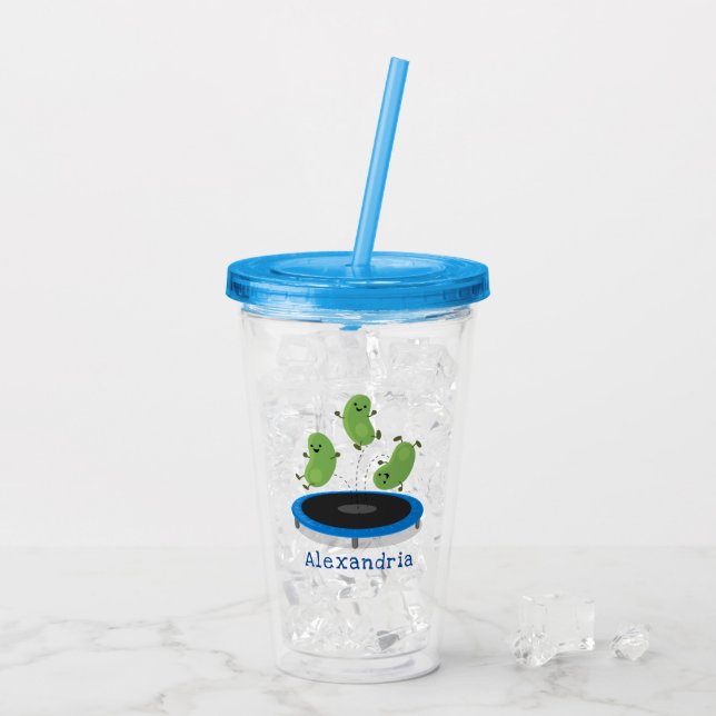 Vaso Acrílico Alubias verdes graciosas y lindas en el personaliz (Reverso (hielo))