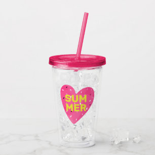 Vaso Acrílico Ama la sandía de verano Corazón Semillas Logotipo