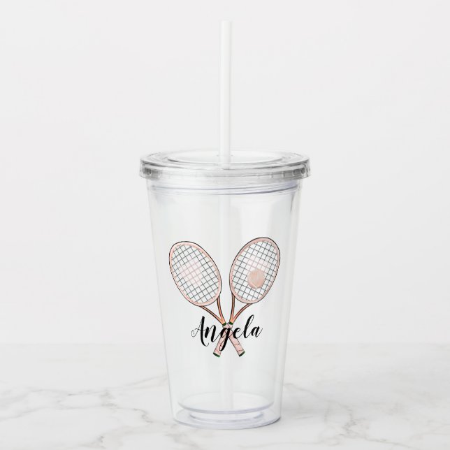 Vaso Acrílico Amante femenino del tenis personalizado (Anverso)