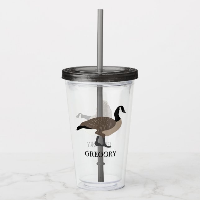 Vaso Acrílico Amantes de las aves Canadá Ilustracion Geese perso (Anverso)