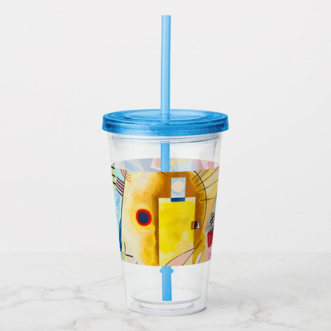 Vaso Acrílico Amarillo-Rojo-Azul de Kandinsky (Anverso)