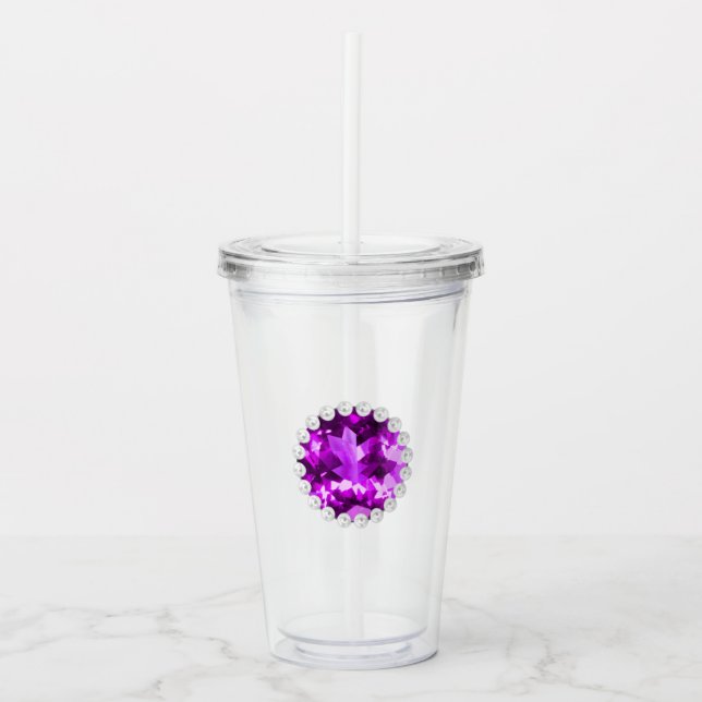 Vaso Acrílico Amatista y Perlas (Anverso)