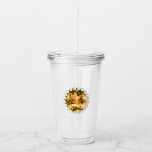 Vaso Acrílico Amber Gemstone y Pearls