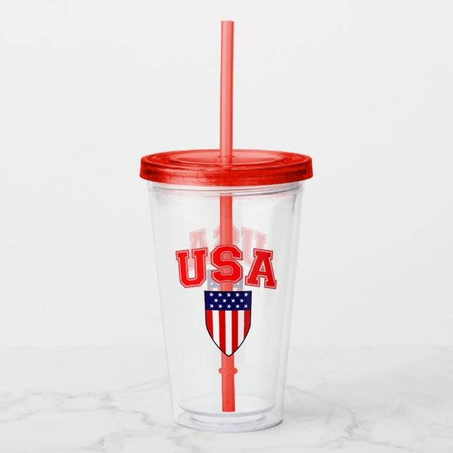 Vaso Acrílico American Flag Shield Patriotic U.S.A. (Anverso)