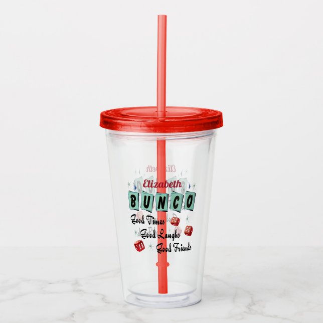 Vaso Acrílico Amigos del monograma del jugador de Bunco buenos (Anverso)
