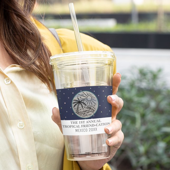 Vaso Acrílico Amigos Vacantes Chicas tropicales recorren palmera (Subido por el creador)