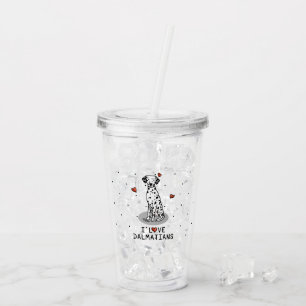 Vaso Acrílico Amo a los dálmatas (negros 1) Corazones adorables