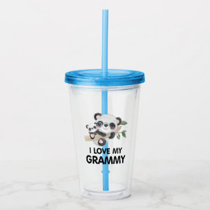 Vaso Acrílico Amo a mi abuela Pandas bebés y adultos lindos