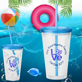 Vaso Acrílico Amo azul de la bandera del corazón de Grecia perso