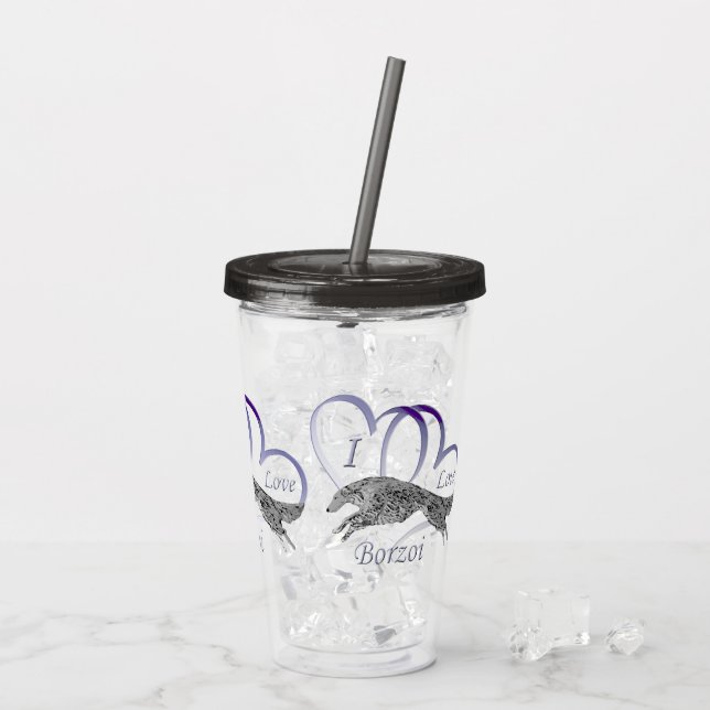 Vaso Acrílico Amo el Tumbler acrílico de Borzoi (Reverso (hielo))