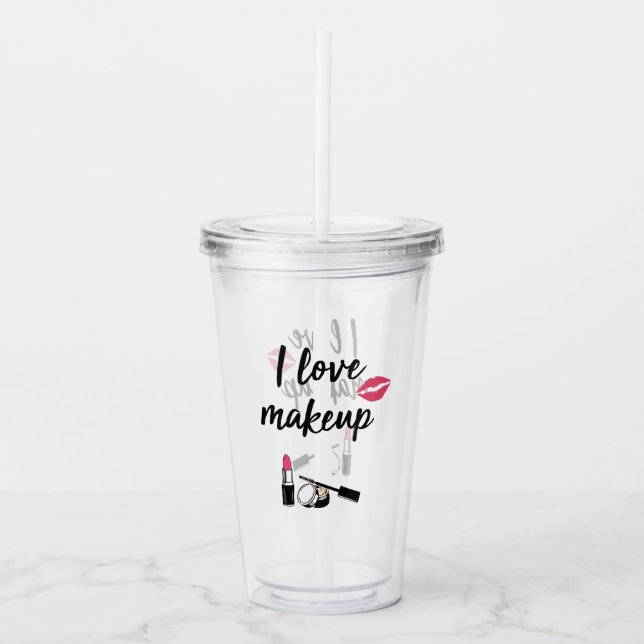 Vaso Acrílico Amo maquillaje (Anverso)