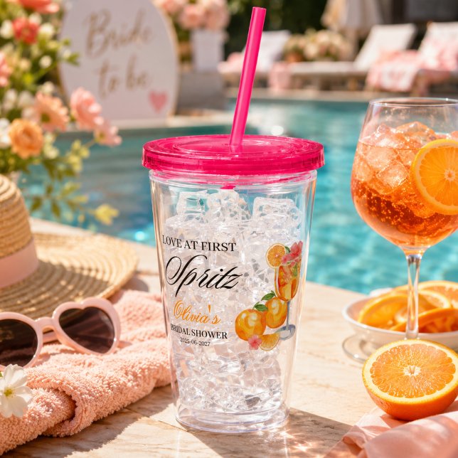 Vaso Acrílico Amor a primera Spritz Despedida de soltera  (Love at First Spritz Bridal Shower Acrylic Tumbler)