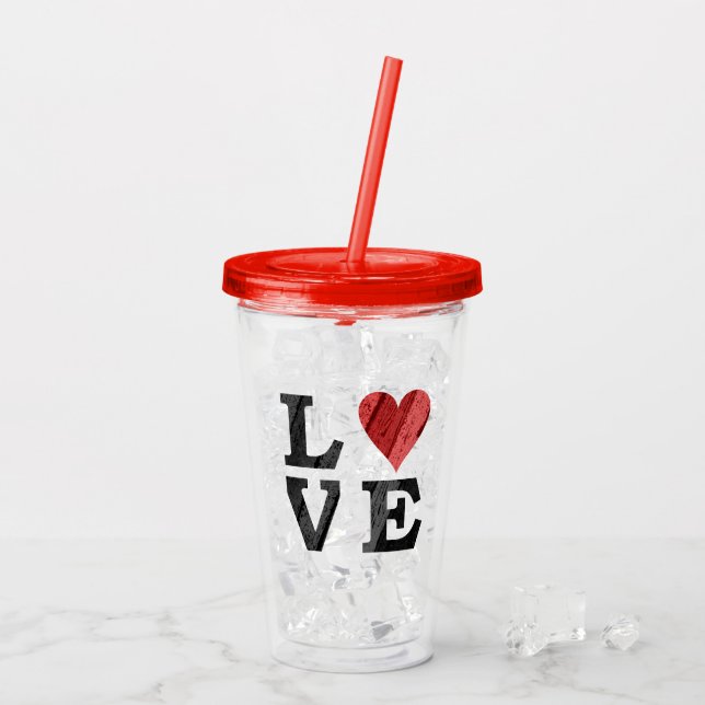 Vaso Acrílico AMOR con corazón (Reverso (hielo))
