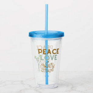 Vaso Acrílico Amor por la paz y música country