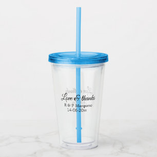 Vaso Acrílico Amor y gracias añadir nombre de pareja boda añadir