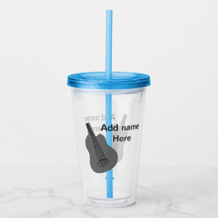 Vaso Acrílico Añadir el nombre texto guitarra acústica marrón ed