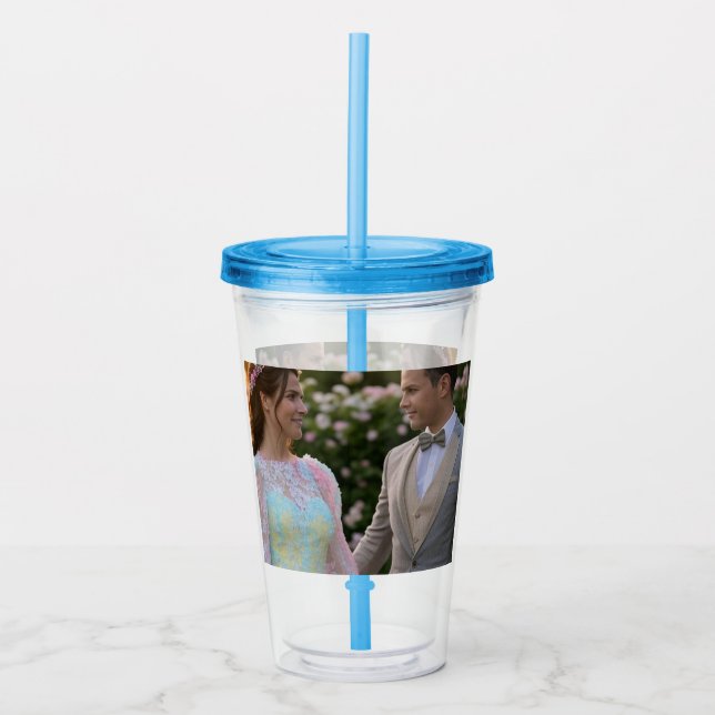 Vaso Acrílico Añadir Personalizar de fotografía Boda (Anverso)